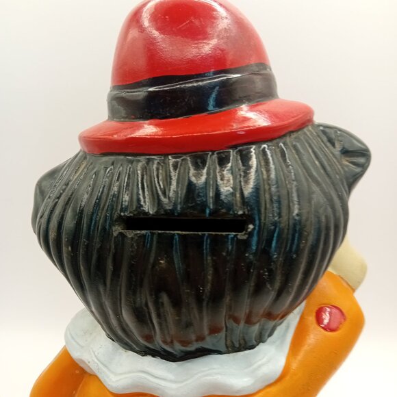 Vintage Clown Coin Bank Figurine Ceramic Novelty Decor Polka Dot Kidcore 9" READ - Picture 7 of 16